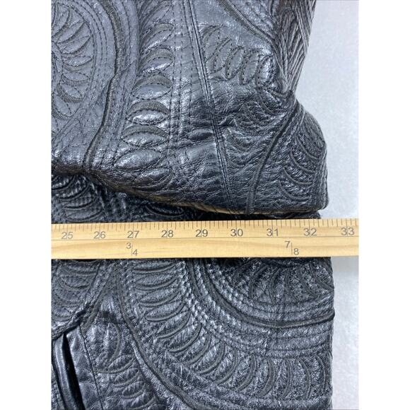 Anthm Design Co Leather Jacket Mens Size 6XL Full Zip Bomber Biker Black‎ Swirl - Picture 12 of 16